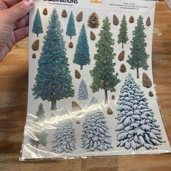 NWT Creative Imaginations scrapbooking trees and pinecones. Just one sheet - Picture 2 of 7
